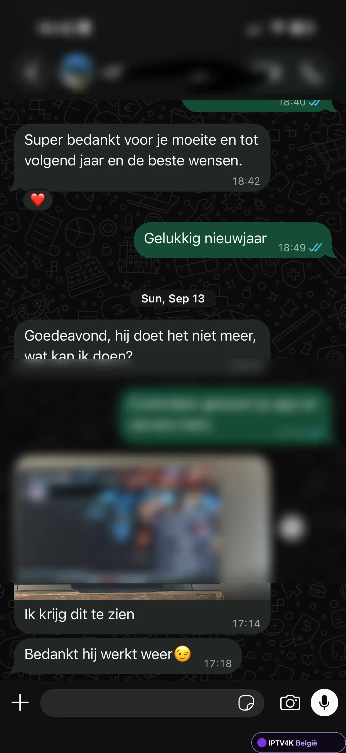 Geanonimiseerde klantreactie nadat een technisch probleem was opgelost