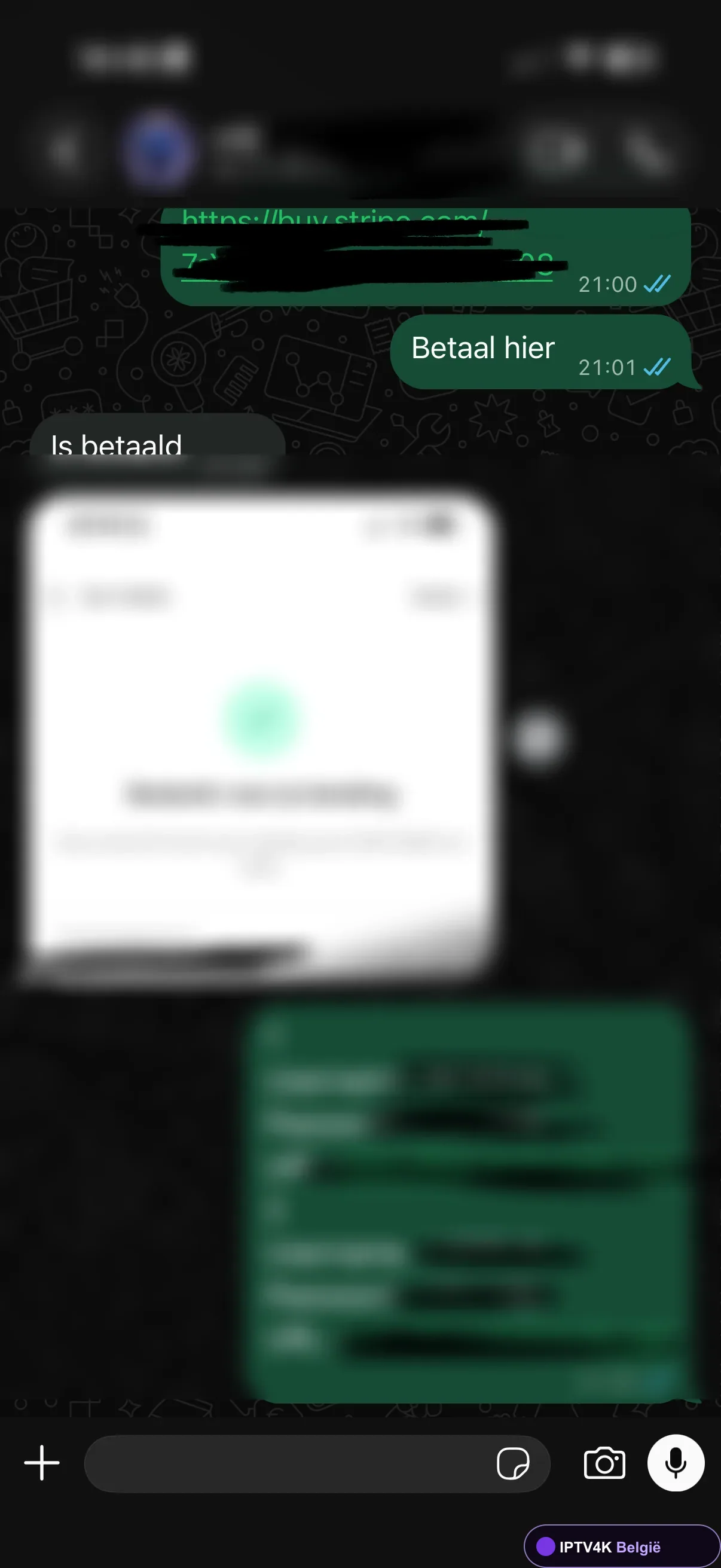 Geanonimiseerde klantreactie over een geslaagde betaling
